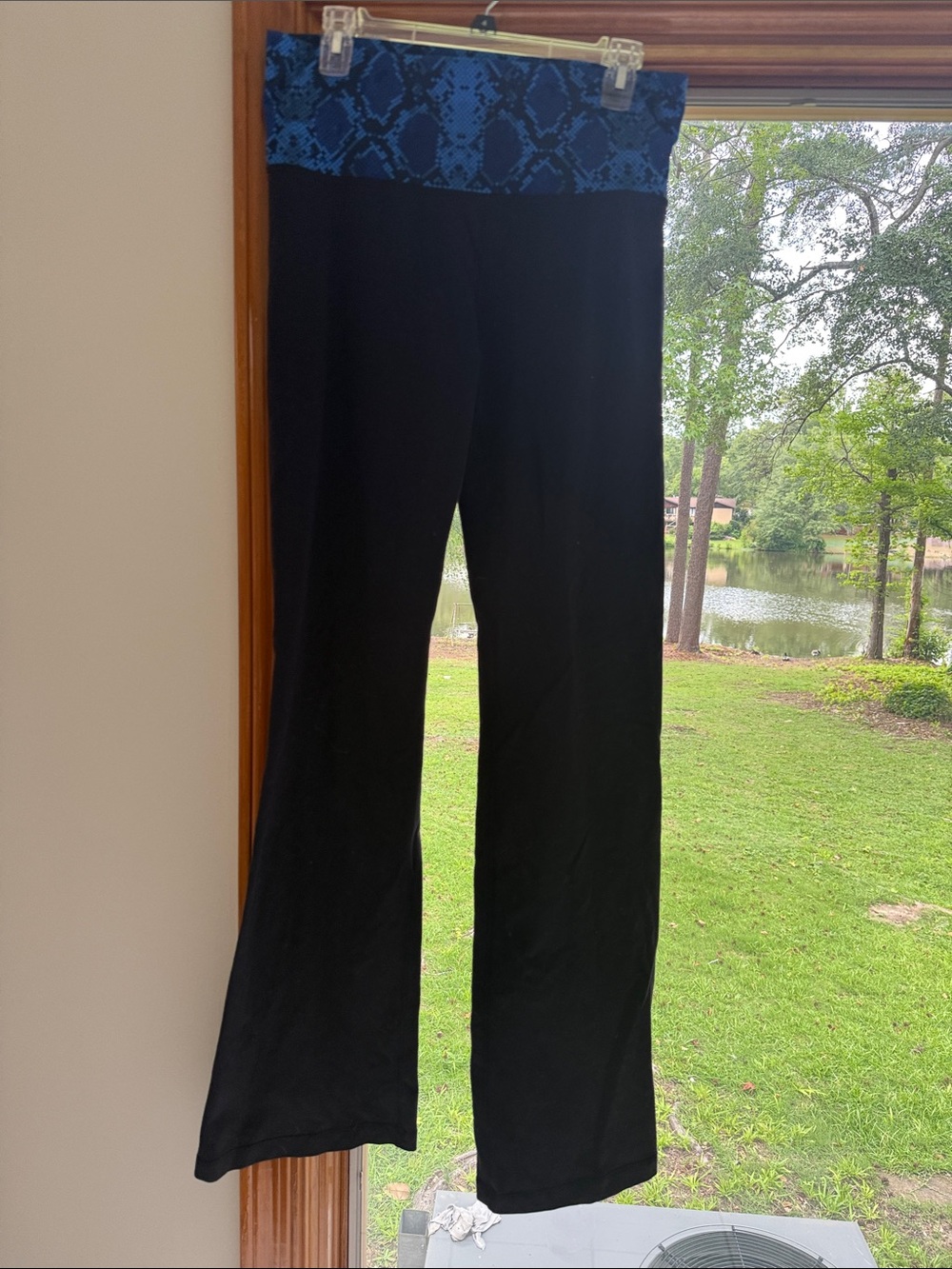 lululemon athletica Black Yoga Pants with Blue Patterned Waistband